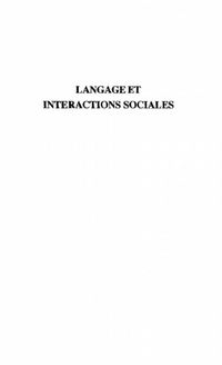 Produktbild: Langage et Interactions Sociales