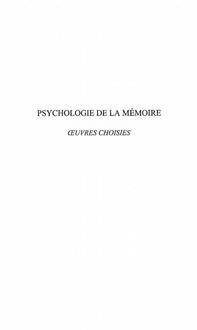 Produktbild: Psychologie de la memoire