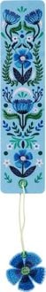 Produktbild: Buchverliebt Lesezeichen bestickt "Blumenliebe blau"