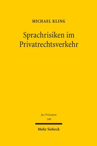 Produktbild: Sprachrisiken im Privatrechtsverkehr
