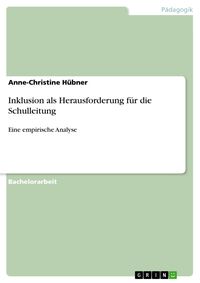 Produktbild: Inklusion als Herausforderung f&uuml;r die Schulleitung