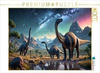 Produktbild: CALVENDO Puzzle Dinosaurier unter urzeitlichem Sternenhimmel | 1000 Teile Lege-Gr&ouml;&szlig;e 64x48cm Foto-Puzzle f&uuml;r gl&uuml;ckliche Stunden