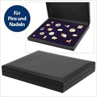 Bild vom Artikel Pin-Kassetten in luxeriöser Lederausstattung mit königsblauem Velourseinsatz für Pins und Anstecknadeln vom Autor 