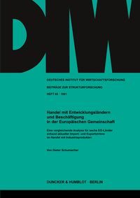 Produktbild: Handel mit Entwicklungsl&auml;ndern und Besch&auml;ftigung in der Europ&auml;ischen Gemeinschaft.