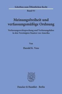 Produktbild: Meinungsfreiheit und verfassungsm&auml;&szlig;ige Ordnung.