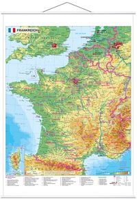 Produktbild: Frankreich physisch 1 : 1.500 000. Wandkarte mit Metallbeleistung