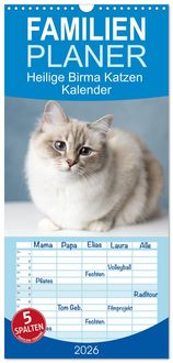 Produktbild: Familienplaner 2026 - Heilige Birma Katzen Kalender mit 5 Spalten (Wandkalender, 21 x 45 cm) CALVENDO