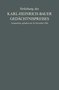 Produktbild: Verleihung des Karl-Heinrich-Bauer Ged&auml;chtnispreises