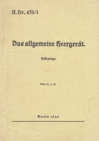 Produktbild: H.Dv. 476/1 Das allgemeine Heerger&auml;t - Fahrzeuge - Vom 22.5.1936