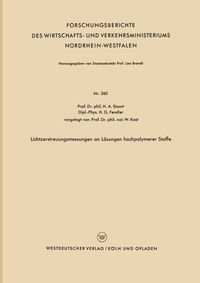 Produktbild: Lichtzerstreuungsmessungen an L&ouml;sungen hochpolymerer Stoffe
