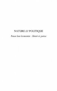 Produktbild: Nature et politique - penser leur economie : liberte et just