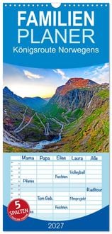Produktbild: Familienplaner 2027 - K&ouml;nigsroute Norwegens mit 5 Spalten (Wandkalender, 21 x 45 cm) CALVENDO