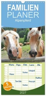Produktbild: Familienplaner 2027 - Alpenpferde mit 5 Spalten (Wandkalender, 21 x 45 cm) CALVENDO
