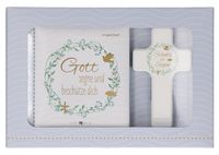 Produktbild: Butzon & Bercker Geschenkset zur Taufe 15 x 22 x 2 cm &ndash; Holzkreuz aus Buchenholz wei&szlig; lackiert mit Taufspruch, gebundenes Buch 11 x 11 cm, Lieferung in Geschenkverpackung