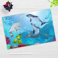 Produktbild: Cover-your-desk Schreibtischunterlage f&uuml;r Kinder und Erwachsene Delfine unter Wasser, aus hochwertigem Vinyl , 60 x 40 cm