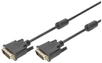 Produktbild: Digitus DVI Anschlusskabel DVI-D 24+1pol. Stecker, DVI-D 24+1pol. Stecker 10.00 m Schwarz AK-320101-100-S schraubbar, mit Ferritkern DVI-Kabel