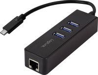 Produktbild: LogiLink USB 3.2 Gen 1 (USB 3.0) Adapter [1x USB 3.2 Gen 1 Stecker C (USB 3.0) - 1x RJ45-Buchse, USB 3.2 Gen 1 Buchse A (USB 3.0)] USB-C 3-Port Hub