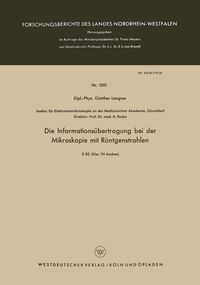 Produktbild: Die Informations&uuml;bertragung bei der Mikroskopie mit R&ouml;ntgenstrahlen