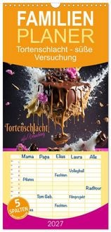 Produktbild: Familienplaner 2027 - Tortenschlacht - s&uuml;&szlig;e Versuchung mit 5 Spalten (Wandkalender, 21 x 45 cm) CALVENDO