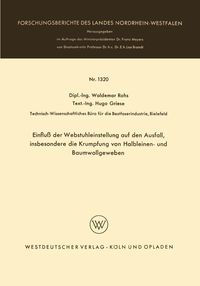 Produktbild: Einflu&szlig; der Webstuhleinstellung auf den Ausfall, insbesondere die Krumpfung von Halbleinen- und Baumwollgeweben