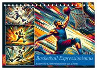 Produktbild: Basketball Expressionismus - Kunstvolle KI Interpretationen des Courts (Tischkalender 2026 DIN A5 quer), CALVENDO Monatskalender