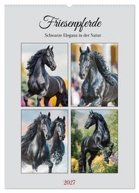 Produktbild: Friesenpferde. Schwarze Eleganz in der Natur (Wandkalender 2027 DIN A2 hoch), CALVENDO Monatskalender