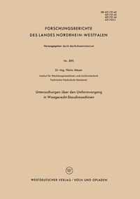 Produktbild: Untersuchungen &uuml;ber den Umformvorgang in Waagerecht-Stauchmaschinen