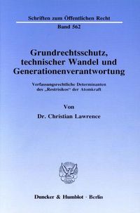 Produktbild: Grundrechtsschutz, technischer Wandel und Generationenverantwortung.