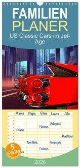 Produktbild: Familienplaner 2026 - US Classic Cars im Jet-Age mit 5 Spalten (Wandkalender, 21 x 45 cm) CALVENDO