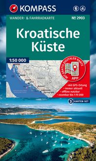 Produktbild: KOMPASS Wanderkarten-Set 2903 Kroatische K&uuml;ste mit Inseln (3 Karten) 1:95.000