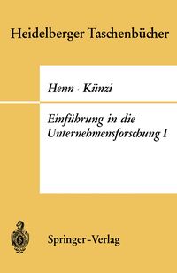 Produktbild: Einf&uuml;hrung in die Unternehmensforschung I