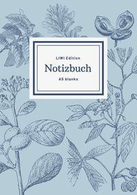 Produktbild: Notizbuch sch&ouml;n gestaltet mit Leseband - A5 Hardcover blanko - 100 Seiten 90g/m&sup2; - floral hellblau