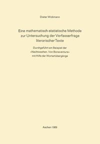 Produktbild: Eine Mathematisch-Statistische Methode zur Untersuchung der Verfasserfrage Literarischer Texte