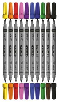 Produktbild: Stylex Zweispitz-Fasermalstifte, 10er Set