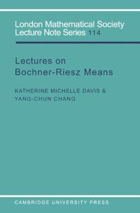 Produktbild: Lectures on Bochner-Riesz Means