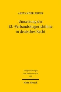 Produktbild: Bruns, A: Umsetzung der EU-Verbandsklagerichtlinie