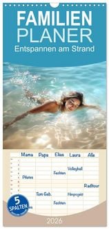 Produktbild: Familienplaner 2026 - Entspannen am Strand mit 5 Spalten (Wandkalender, 21 x 45 cm) CALVENDO