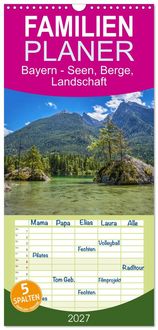 Produktbild: Familienplaner 2027 - Bayern - Seen, Berge, Landschaft mit 5 Spalten (Wandkalender, 21 x 45 cm) CALVENDO