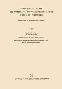 Produktbild: Bestimmung kleiner Kohlenstoffgehalte im a-Eisen durch D&auml;mpfungsmessung