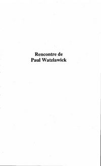 Produktbild: Rencontre De Paul Waltzlawick