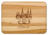 Produktbild: Buchenholz Schneidebrett 35x25cm, Motiv L&uuml;beck