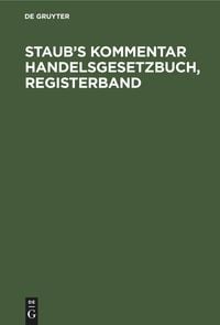 Produktbild: Staub's Kommentar Handelsgesetzbuch, Registerband