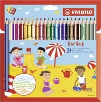 Produktbild: STABILO Dreikant-Buntstift -   Trio dick - 24er Pack - mit 24 verschiedenen Farben und Spitzer