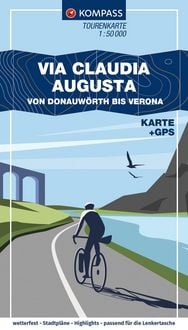 Produktbild: KOMPASS Fahrrad-Tourenkarte Via Claudia Augusta - von Donauw&ouml;rth bis Verona 1:50.000