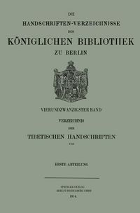 Produktbild: Verzeichnis der Tibetischen Handschriften der K&ouml;niglichen Bibliothek zu Berlin