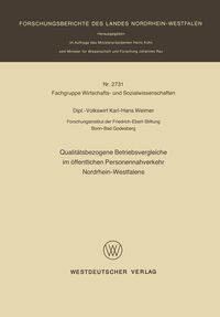 Produktbild: Qualit&auml;tsbezogene Betriebsvergleiche im &ouml;ffentlichen Personennahverkehr Nordrhein-Westfalens