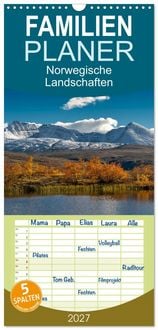 Produktbild: Familienplaner 2027 - Norwegische Landschaften mit 5 Spalten (Wandkalender, 21 x 45 cm) CALVENDO