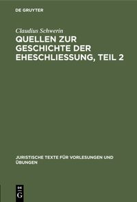 Produktbild: Quellen zur Geschichte der Eheschliessung. Teil 2