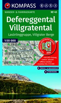 Produktbild: KOMPASS Wanderkarte 45 Defereggental, Villgratental, Las&ouml;rlinggruppe, Villgrater Berge 1:50.000