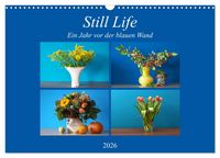 Produktbild: Still Life - Blumen vor der blauen Wand (Wandkalender 2026 DIN A3 quer), CALVENDO Monatskalender